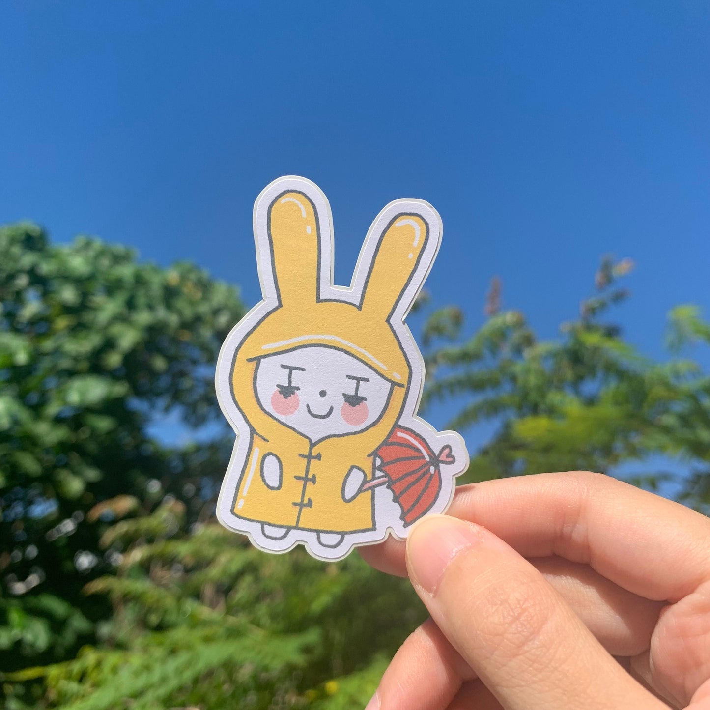 【DIE CUT | Matte sticker】 - Raincoat Bunnies