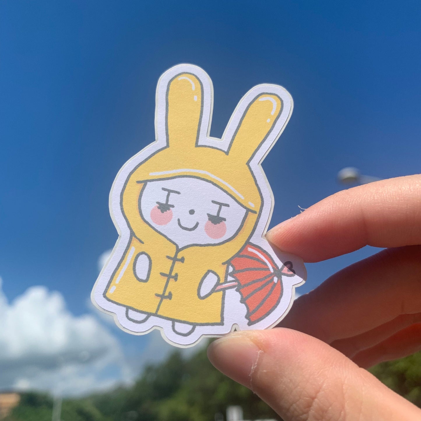 【DIE CUT | Matte sticker】 - Raincoat Bunnies
