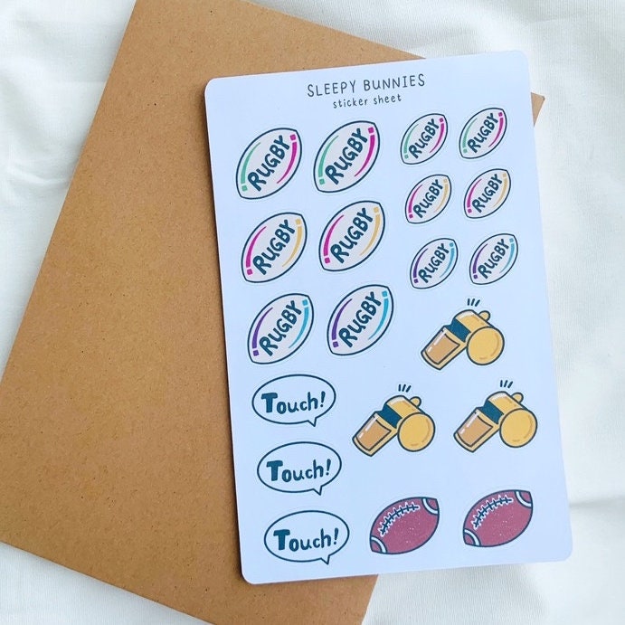【MATTE | Sticker sheet】 - Rugby Balls