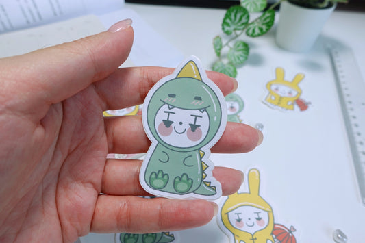 【DIE CUT | Matte sticker】- Dinosaur Bunnies